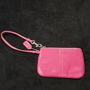 Coach Vibrant Pink Leather Wristlet